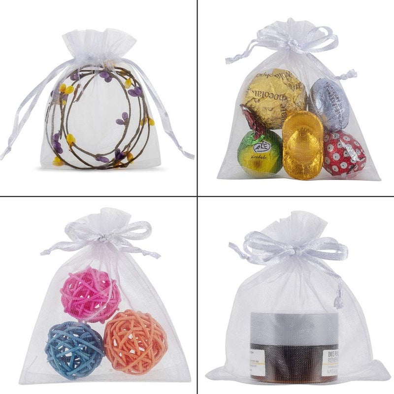 HRX Package 100pcs White Organza Jewelry Bags Drawstring 3 x 4 inch, Little Mesh Gift Pouches Mini Candy Bags for Small Presents Jewelry Earrings - Image 4